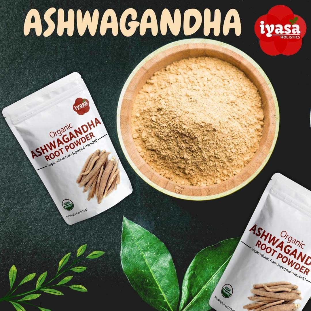 Iyasa Holistics Organic Ashwagandha Powder 16 oz – Natural Superfood Powder to Support Calm, Vitality & Mental Clarity – Withania Somnifera Root Traditional Ayurveda Products