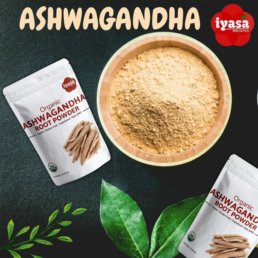 Iyasa Holistics Organic Ashwagandha Powder 16 oz – Natural Superfood Powder to Support Calm, Vitality & Mental Clarity – Withania Somnifera Root Traditional Ayurveda Products