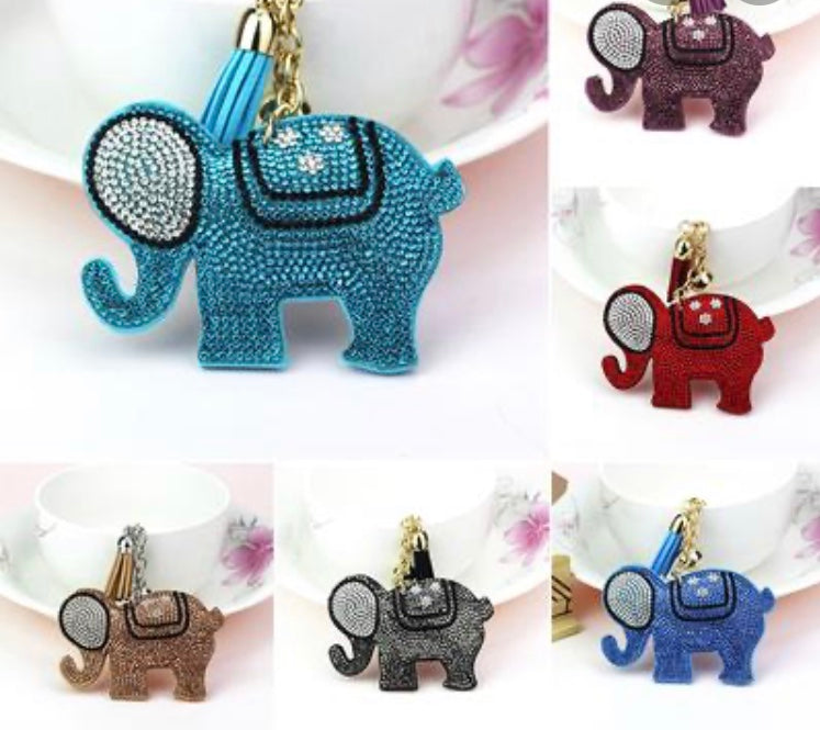 Elephant good luck rhinestone  keychains - Spin The Yard